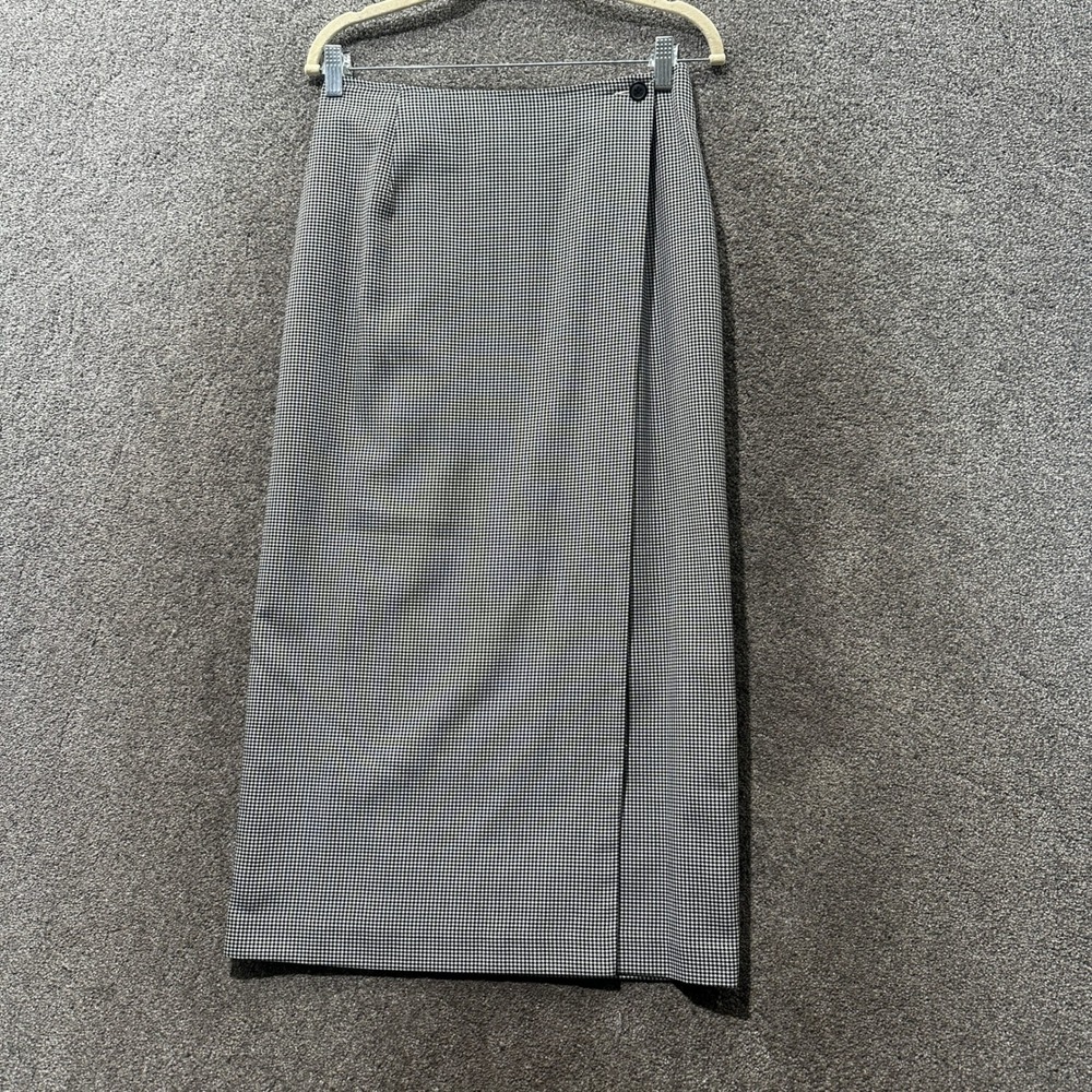 Vintage Liz Claiborne Lizsport 10P Houndstooth Maxi Wrap Skirt Dark Academia